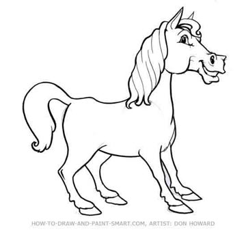 horse drawing cartoon. How to Draw a Horse Step 6