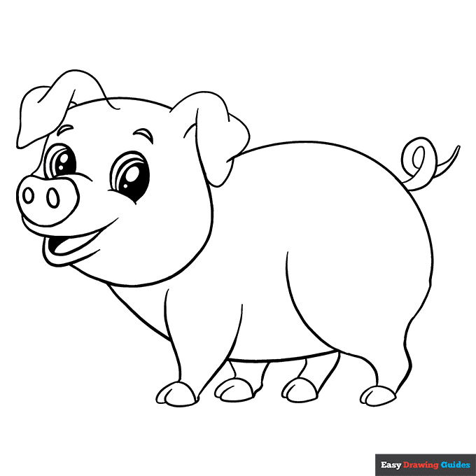 Free printable cartoon pig coloring page