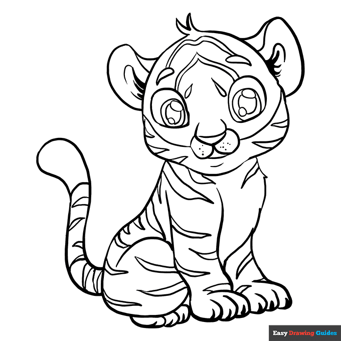 Free printable baby tiger coloring page
