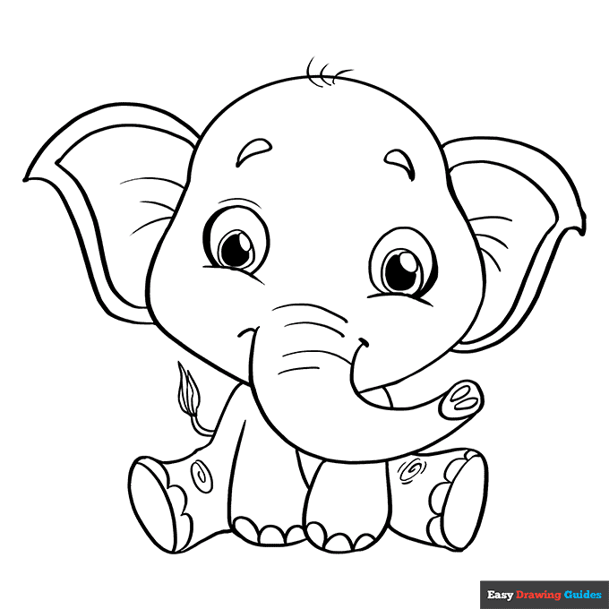 Free printable baby elephant coloring page