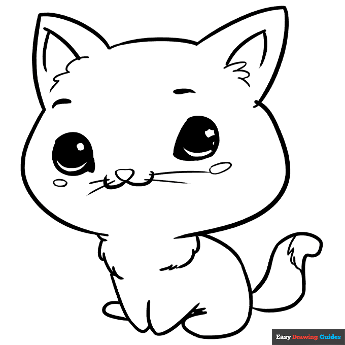 Free printable chibi cat coloring page