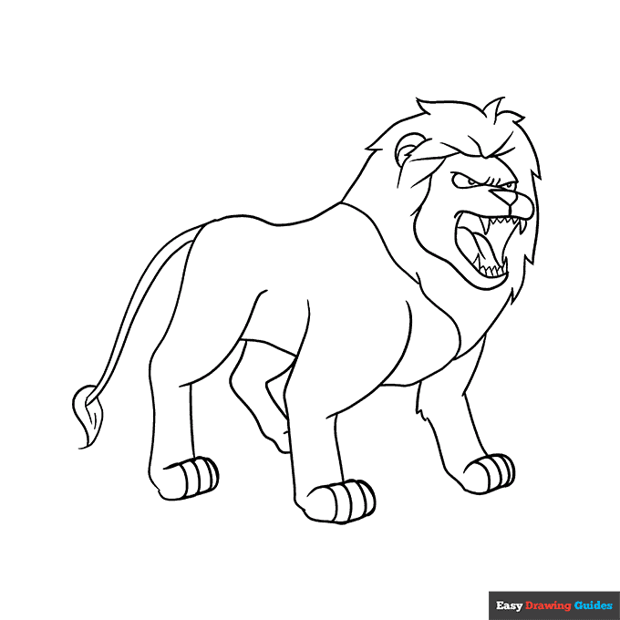 Free printable lion roaring coloring page
