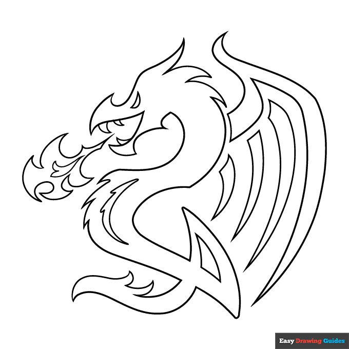 Free printable dragon tattoo coloring page