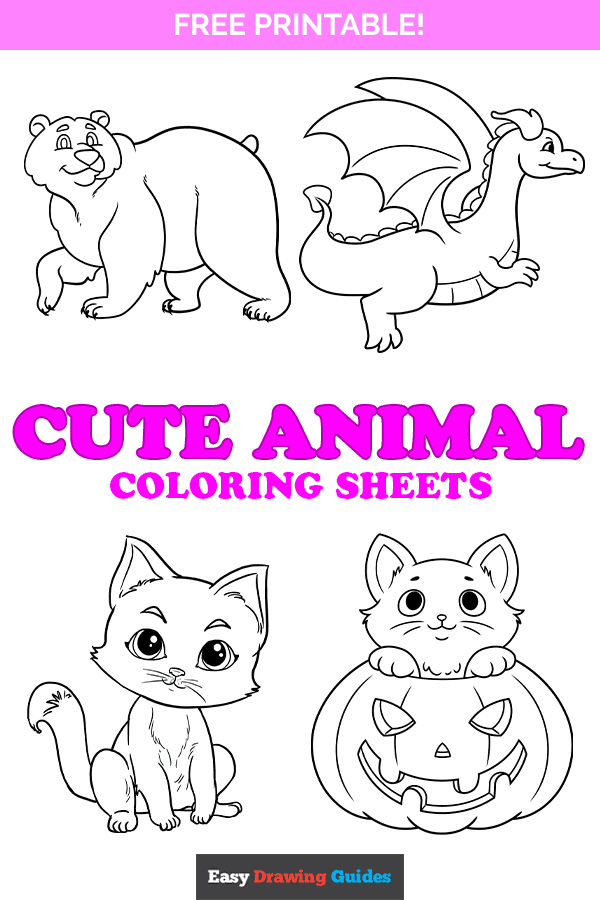 Free cute animals Coloring Pages for Kids - pinterest image