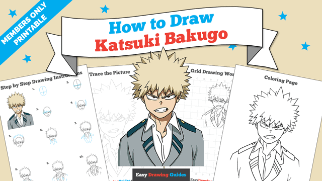 Printables thumbnail: How to Draw katsuki Bakugo from My Hero Academia