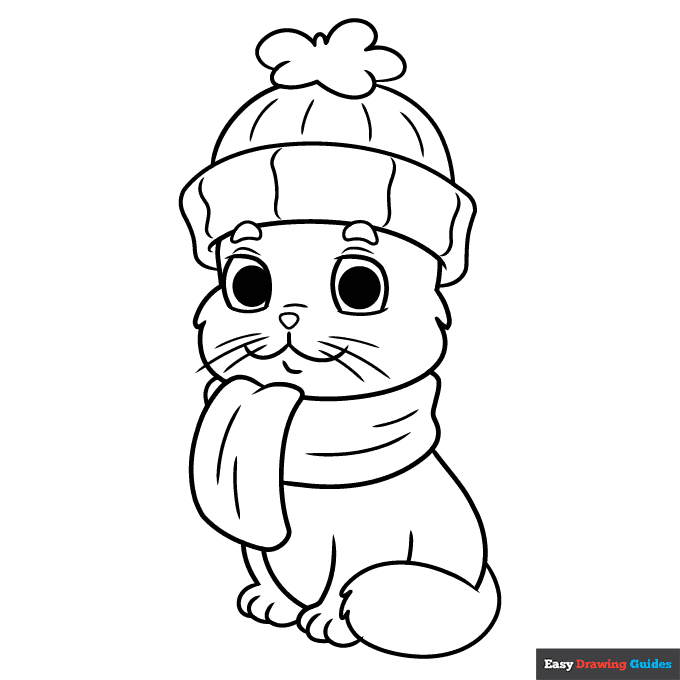 Free printable cat in clothes coloring page