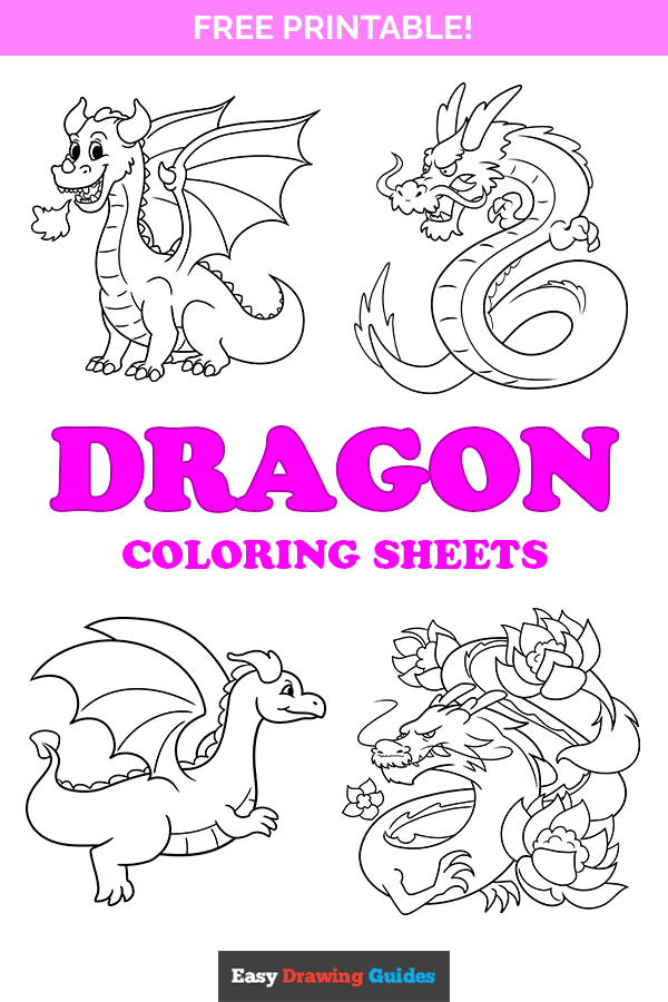 Free printable dragon coloring pages - pinterest image