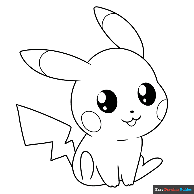 Free printable cute chibi pikachu pokemon coloring page