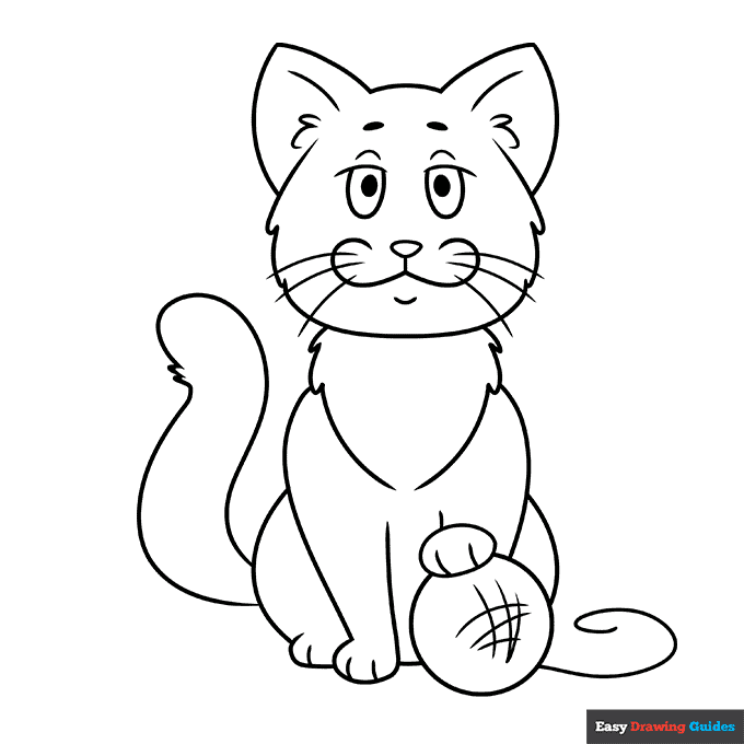 Free printable sitting cartoon cat coloring page
