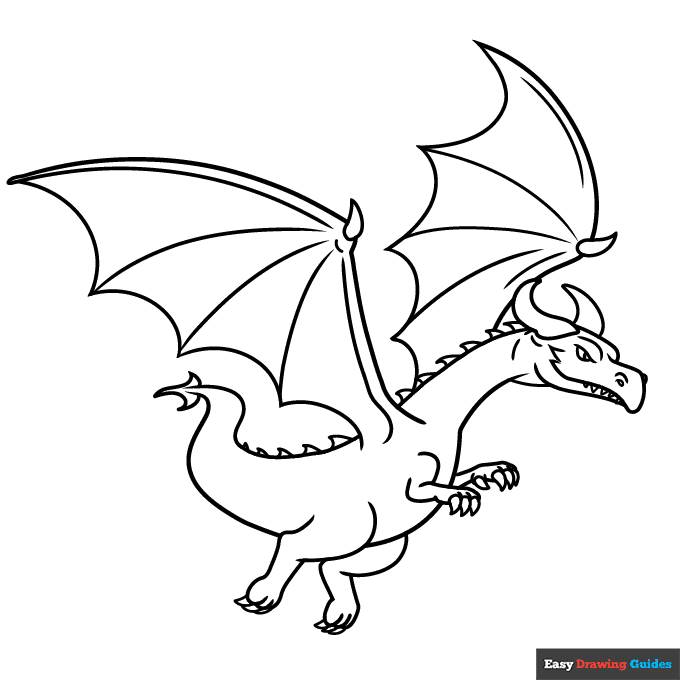 Free printable flying dragon coloring page