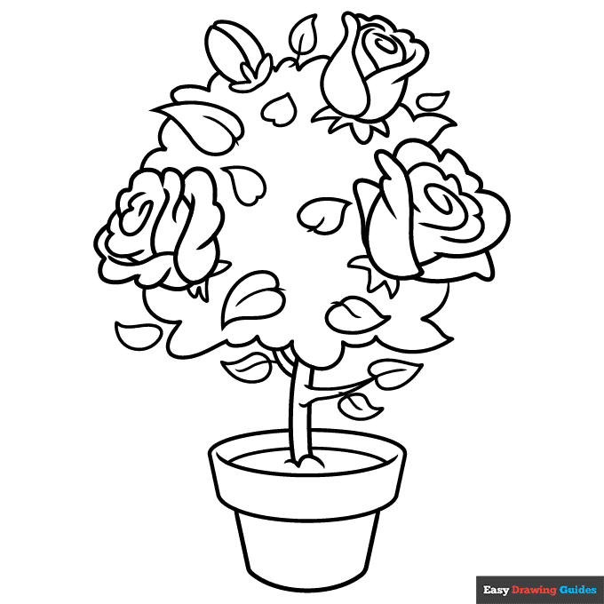 Free printable rose bush coloring page