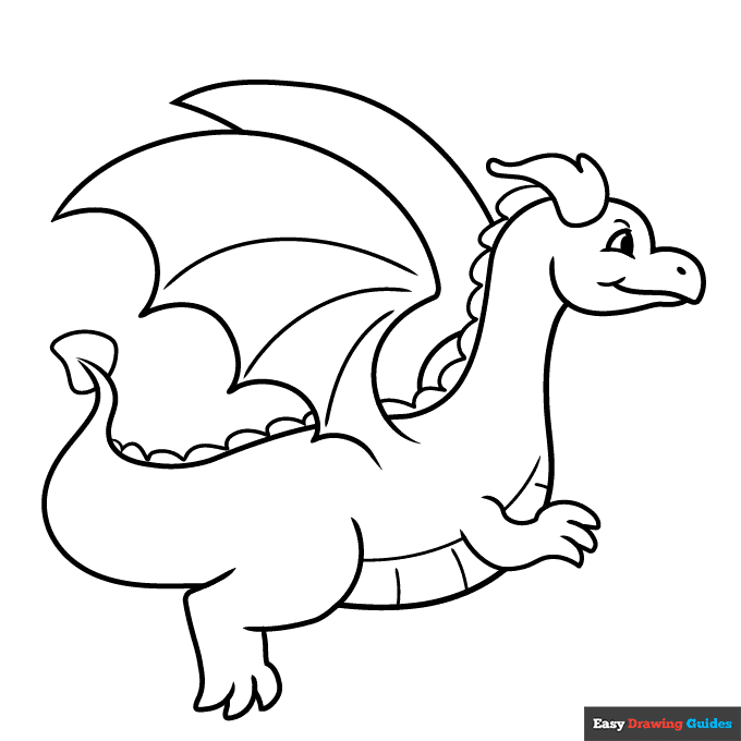 Free printable easy flying dragon coloring page