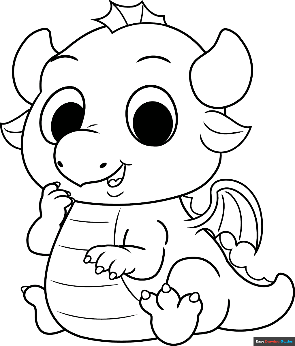Free printable Cute Baby Dragon coloring page