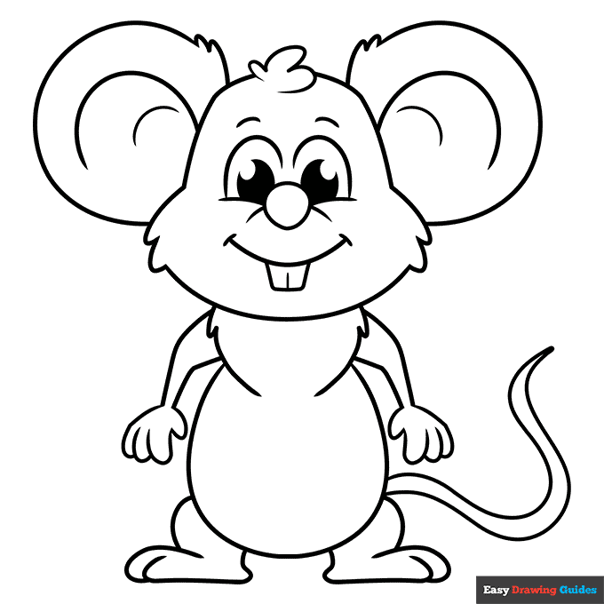 Free printable cute cartoon mouse coloring page