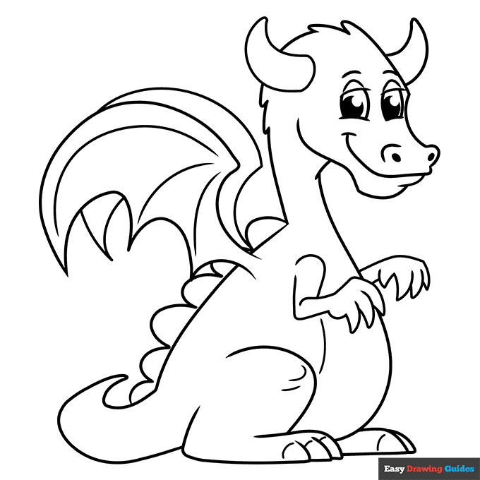 Free printable cartoon dragon coloring page