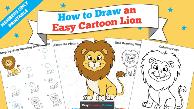 Printables thumbnail: How to Draw an Easy Cartoon Lion
