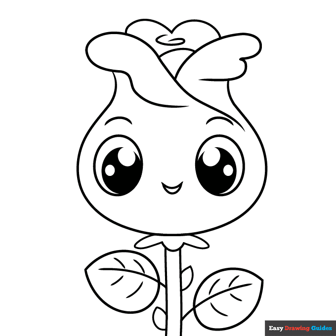Free printable cute rose coloring page