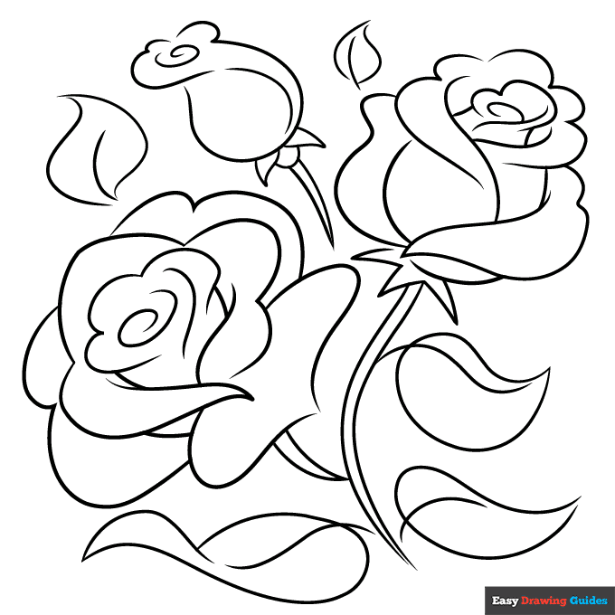 Free printable rose outline coloring page