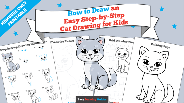 rintables thumbnail: How to draw an Easy Step-by-Step Cat Drawing for Kids