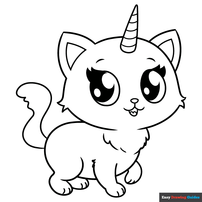 Free printable cute unicorn cat coloring page
