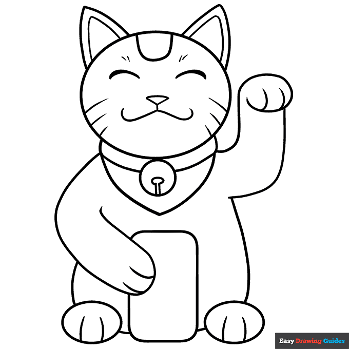Free printable lucky cat coloring page