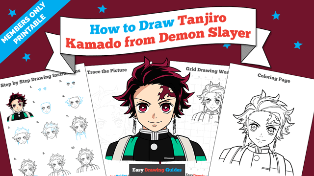 How to Draw Tanjiro Kamado from Demon Slayer Printable Thumbnail