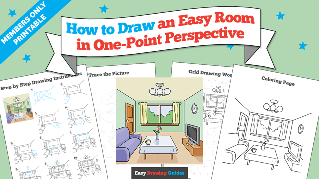 How to Draw an Easy Room in One-Point-Perspective Printable Thumbnail