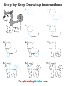 335 how to draw a husky - ebook-step-page-thumbnail