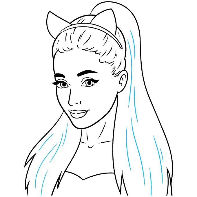 How to Draw Ariana Grande Step 09