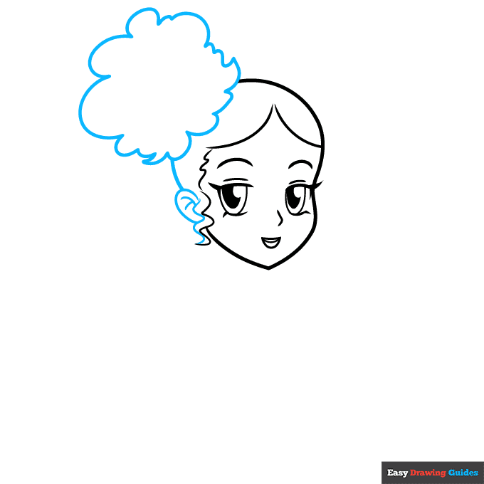 Black Anime Girl step-by-step drawing tutorial: step 4