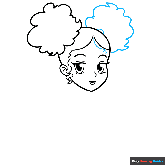 Black Anime Girl step-by-step drawing tutorial: step 5