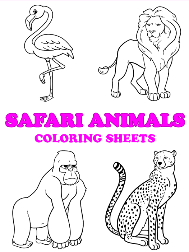 Free printable safari animals coloring pages - Pinterest image