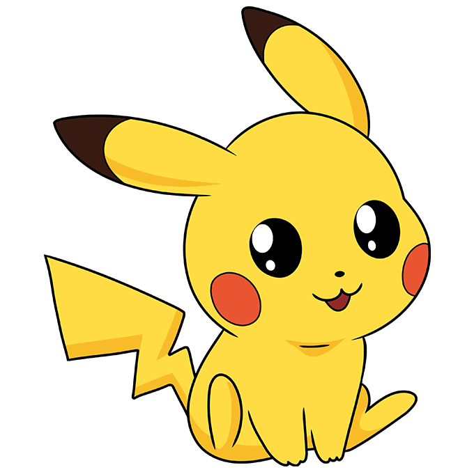 Cute Chibi Pikachu Pok&eacute;mon step-by-step drawing tutorial: step 10