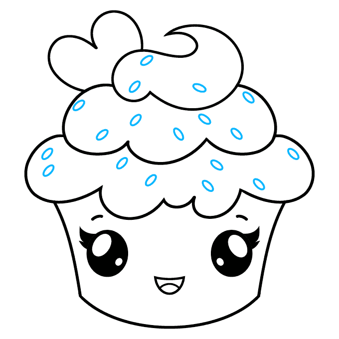 Cute Cupcake step-by-step drawing tutorial: step 9