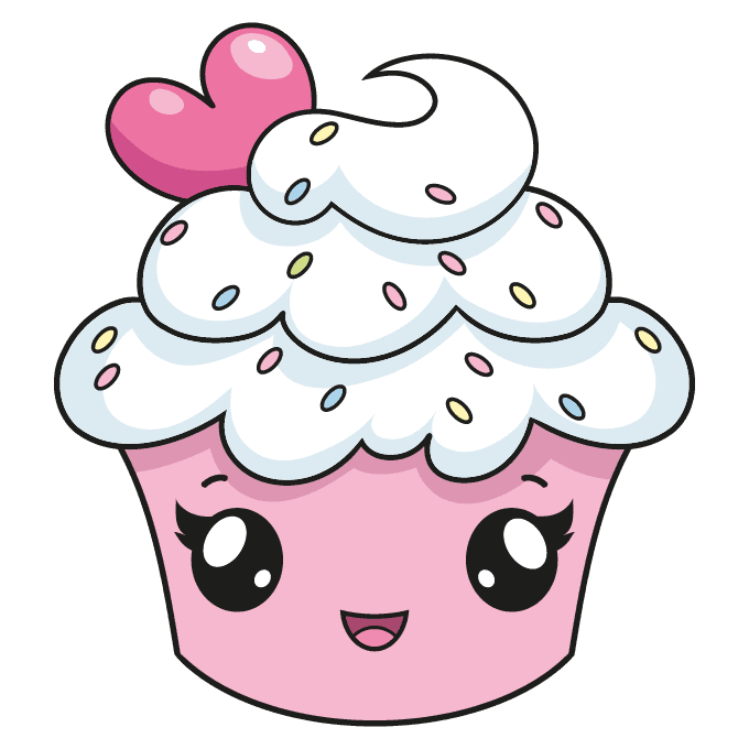 Cute Cupcake step-by-step drawing tutorial: step 11
