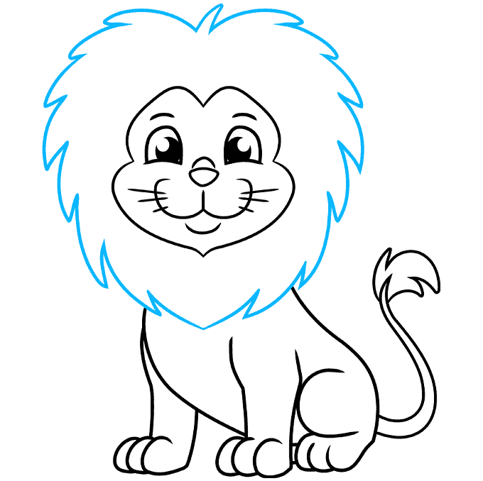 Easy Cartoon Lion step-by-step drawing tutorial: step 08