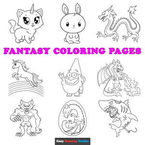 Free printable fantasy coloring sheets - featured image