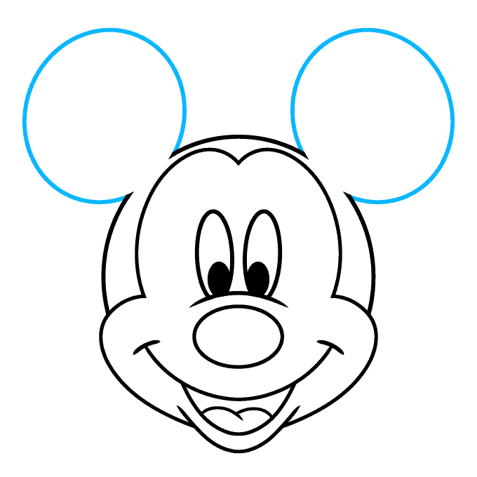 Easy Mickey Mouse Face step-by-step drawing tutorial: Step 9