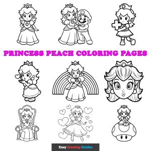 Free printable easy princess peach coloring pages