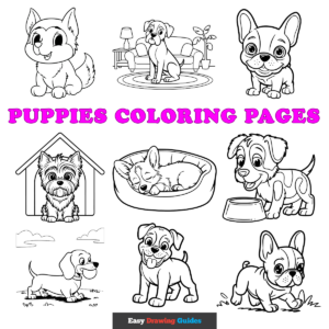 Free printable puppies coloring sheets - featured image