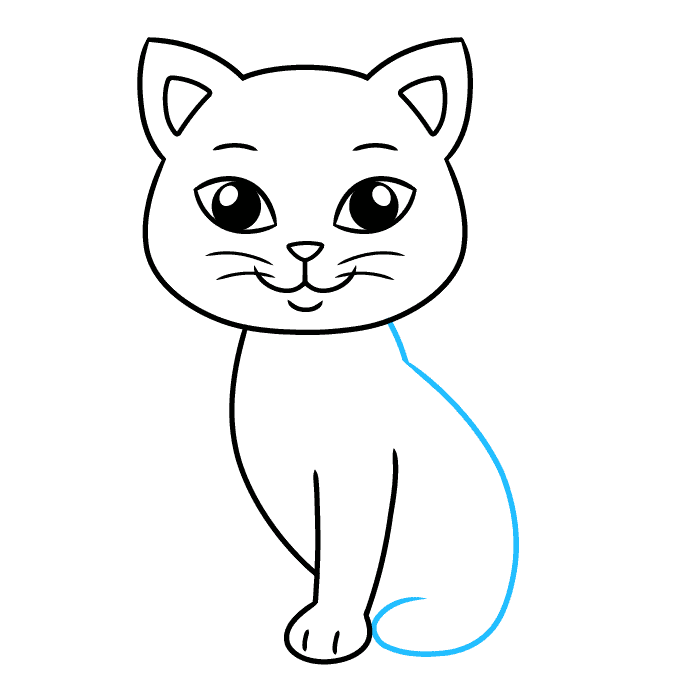 Easy Step-by-Step Cat Drawing for Kids step-by-step drawing tutorial: step 7