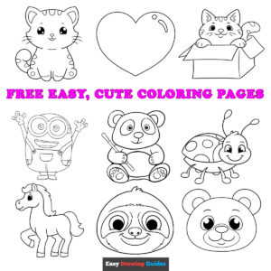Free printable frea easy, cute coloring pages - pinterest image