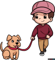 How to Draw a Boy Walking the Dog
