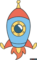 How to Draw an Easy Cartoon Space Rocket