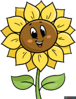 How to Draw a Cartoon Sunflower