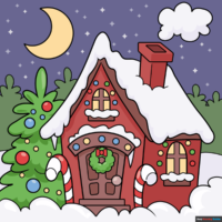 How to Draw a Christmas House
