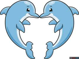 How to Draw a Dolphin Heart