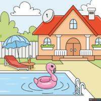How to Draw a House with a Swimming Pool