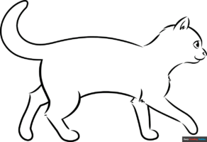 How to Draw a Walking Cat Outline
