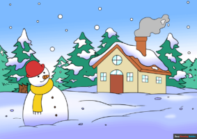 How to Draw a Winter Scenery